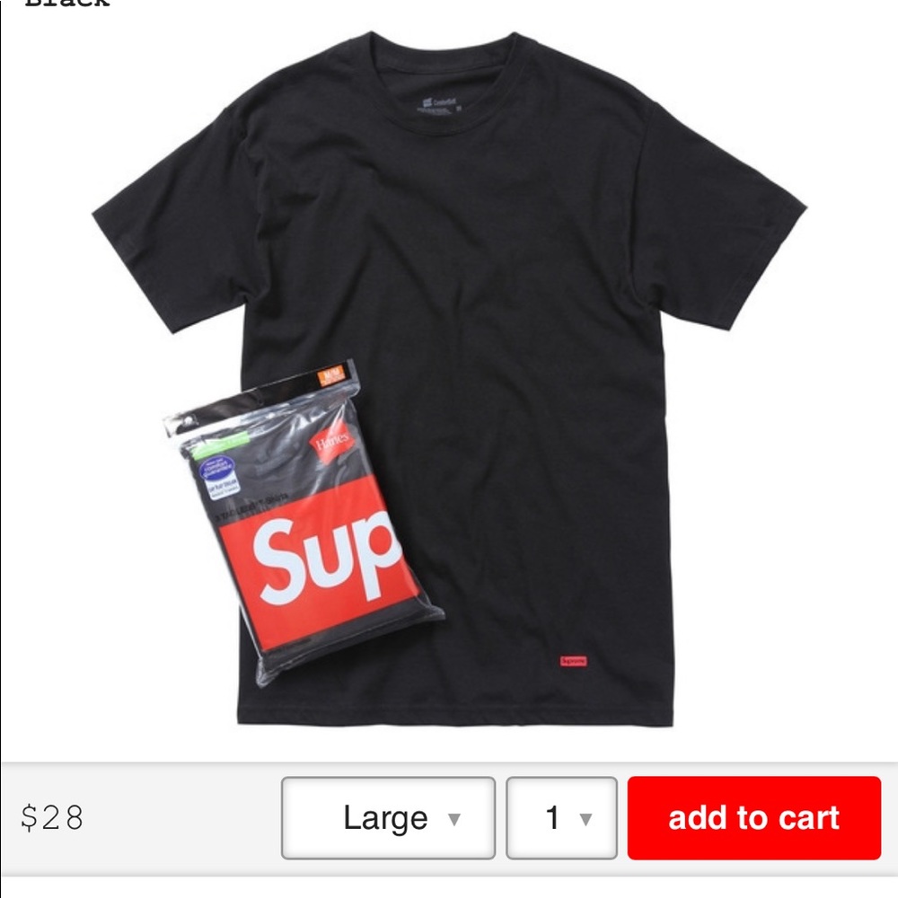 COPY - Supreme x Hanes black T shirt